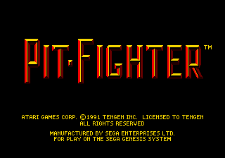 Pit-Fighter title screen for Sega Genesis